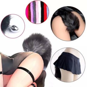 Stainless Steel Colourful Fox Tail Cosplay Anal Plug