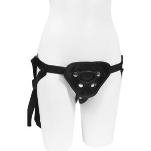 Adjustable Black Leather Wearing Dildo Belt Panty